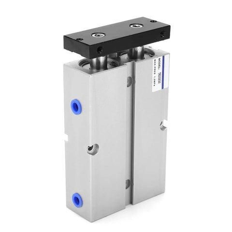 Dual Shaft Pneumatic Air Cylinder 25mm Bore 1in Double Acting With 200mm Stroke 0.1-0.9 MPa, front view showing dual shafts and ports