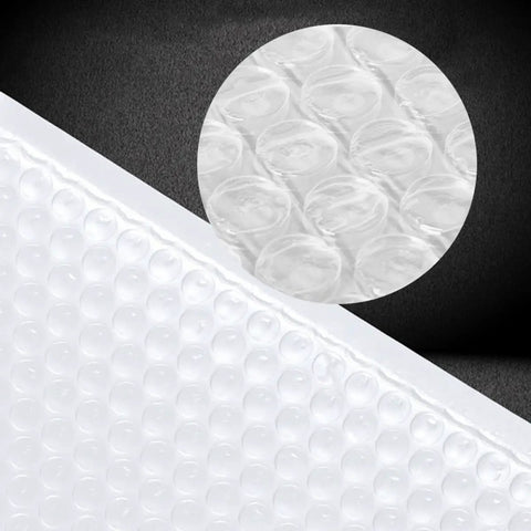 Close-up of bubble texture on white pearlized bubble mailers 14x16 inch with 4 inch flap waterproof shockproof padded envelopes 50 pack.