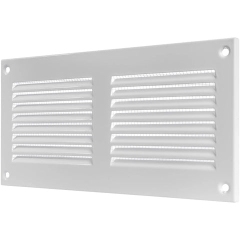 Scratch Resistant White Metal Vent Cover 8x4 Inch 5 Pack Louvered Duct Grille With Built In Mesh Screen Wall Or Ceiling HVAC Vent Register