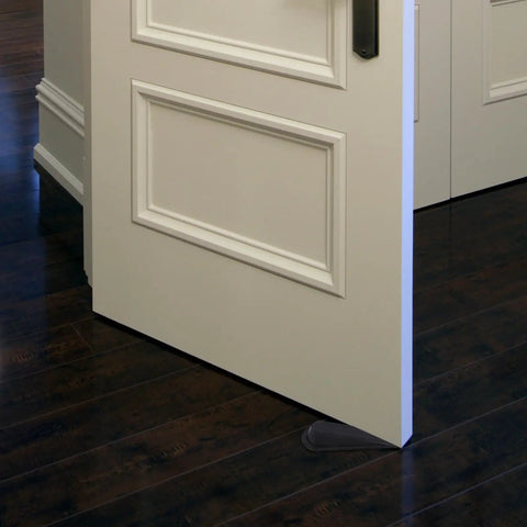 2Pcs Black Rubber Door Stopper Wedge with Antislip Surface under bedroom door blocking drafts and protecting floor