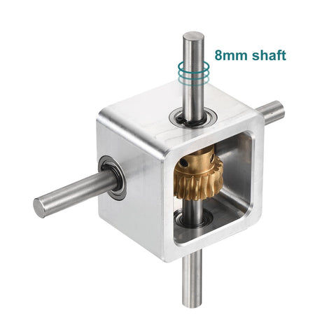 90 Degree Right Angle Worm Gearbox With 1 To 20 Reduction, 1 Module 20 Teeth, 8mm Shaft, Aluminum Frame DIY Gearbox Kit