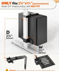 Under Desk Computer Mount For Standing Desks Clamp On PC Holder with dimensions 2.5 inches x 1.75 inches, showing installation guide.