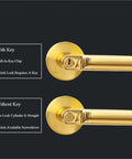 Solid Zinc Alloy Door Lock Handle With A Smooth Spherical Knob For Bedroom And Bathroom, Heavy Duty Three Pole Lock Mechanism