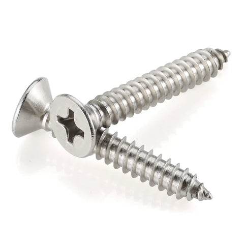 Top Shelf 304 Stainless Steel Number 12 X 1-1/2 Flat Head Sheet Metal And Wood Screws, 50 Pack, rust-proof fasteners.