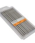 Top Drawer S2 Steel T25 Torx Screwdriver Bit Set, Built Like A Tank With Quick Release Slot, Magnetic Tamper Proof Stars And 1/4 Hex Shank For Standard Drills And Impact Drivers in clear packaging showing 10 pieces.