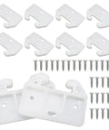 White Plastic Drawer Slides Featuring Five Hole Track Guides Plus Screws For Quick Center Mount Setup Smoothes Sticky Tracks Takes The Wobble Out And Gets Your Cabinets Running Like New, 10 pack guides with screws.