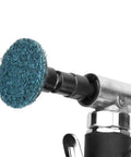 Badass 90 Degree Pneumatic Angle Grinder With Slick Ergonomic Comfort Grip And Tight 20000 RPM Air Die Tool close-up of abrasive attachment.