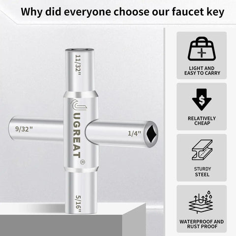 4 Way Sillcock Water Key Steel Multi Function Utility Key For Faucets Spigots Valves Emergency Water Access Tool 1 Pack