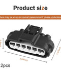 2 Pack Throttle Position Sensor Connector 6 Pin TPS Waterproof Heat Resistant Pigtail Harness Adapter Plug and Play Standard Replacement Built for Easy DIY Repair Compatible With 90980 11858 Black shown with dimensions