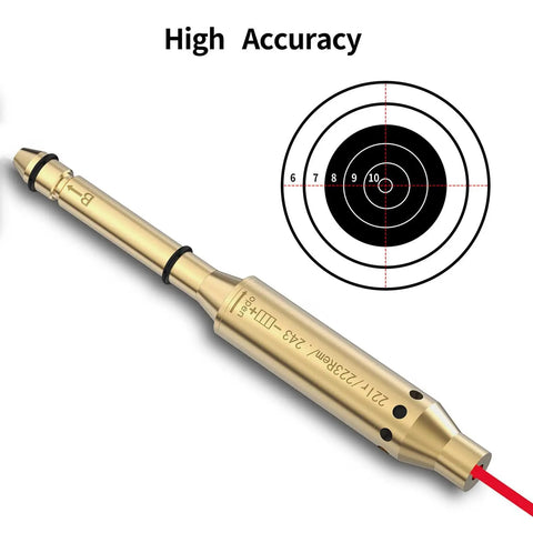 Laser Bore Sight For.22LR.223 Rem.243 And 6mm Rifles brass body with target
