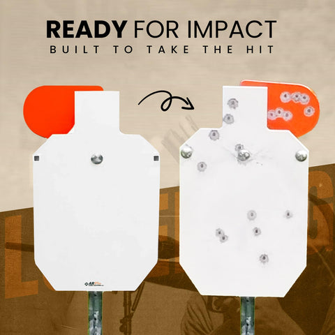 Beefy 12x20 Steel Targets For Range Practice With 3/8 Inch AR500 Plate IPSC Silhouette T Post Mount System And Reactive Hostage Paddle
