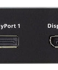 Rock Solid Usb Displayport Dual View Kvm Extender Offering Plug And Play Setup And Crisp 1080p Clarity With Reliable Long Reach Transmission Up To 100 Meters For Hassle Free Multi Monitor Switching In Matte Black - front view showing DisplayPort connections.