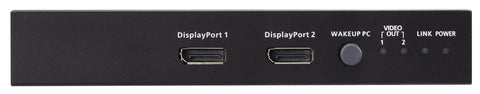 Rock Solid Usb Displayport Dual View Kvm Extender Offering Plug And Play Setup And Crisp 1080p Clarity With Reliable Long Reach Transmission Up To 100 Meters For Hassle Free Multi Monitor Switching In Matte Black - front view showing DisplayPort connections.