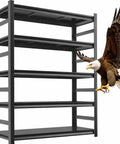 Heavy Duty 5 Tier Garage Shelving Unit With Anti Fall Rails Steel Industrial Shelving 3000 Lbs Capacity Adjustable Shelves 72 Inch Long Black Storage Rack For Tools Equipment Garage And Basement, angled view