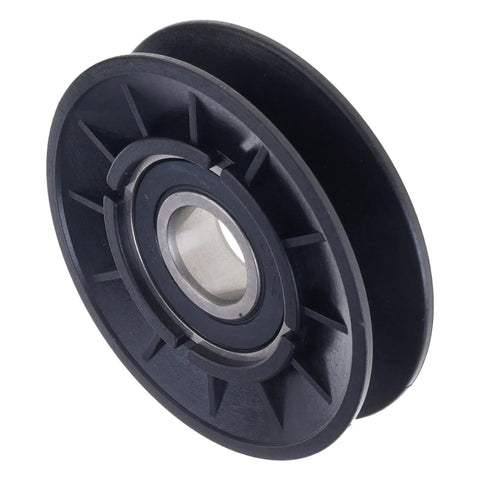 Slick V Idler Pulley Kits That Fix Your John Deere Grass Mower Badly Worn Flat Spools For Models Like LA115 LA135 LA165 And D110 Heavy Duty Gear black plastic pulley