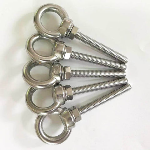 Heavy Duty Stainless Steel Eye Bolts With Washer And Nuts For Lifting Rings M6 Shoulder Eyebolts 85mm Total Length 50mm Thread