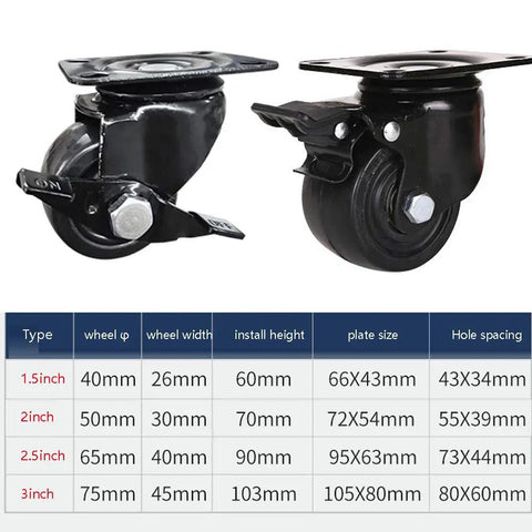 Heavy Duty Nylon Castor Wheels Industrial Silent Swivel Casters Built Like A Tank High Capacity Cart Roller Set Of Four dimensions and specifications.