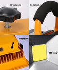 Close-up of Spot Lighting Led Floodlight 100W 10000Lm Led Work Light Rechargeable features: 360° rotating screw, non-slip handle, charger port, COB lamp beads.