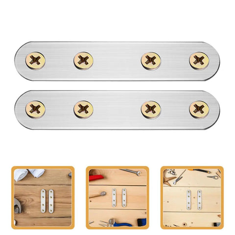 18 Piece Metal Mending Plates And Flat Wall Brackets Set for Furniture Reinforcement; two stainless steel plates with screws