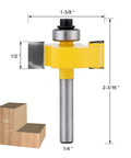 Solid Workhorse 1/4 Inch Shank Rabbet Router Bit Kit With Six Swappable Bearings And Razor Sharp Carbide Edge, detailed view with dimensions.