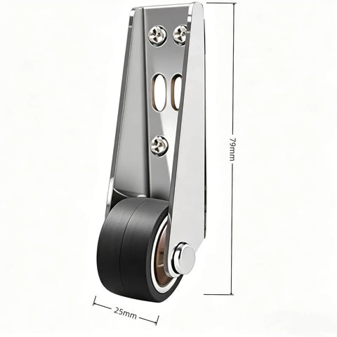 Heavy Duty Vertical Track Roller Wheels For Sliding Barn Doors And Home Cabinets Anti Wobble Bottom Guide Casters with silver metal and TPR.