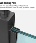 Sleek Matte Black Stainless Steel Glass Railing Post 59 Inch U Channel Balustrade Spigot fitted with glass panels