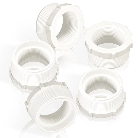 5 Pack PVC Pipe Fittings 2 Inch Male To One And One Half Inch Female Thread Reducer Adapters For Connecting Pipes And Sink Drains Durable