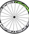 50mm Carbon Road Wheelset 700C Clincher With 23mm Inner Width, Toray T700 Carbon Fiber, black rim with white and green decals