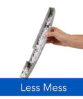 Electric Three Hole Punch jam-free reverse switch tray holding paper scraps to reduce mess in smart gray design.