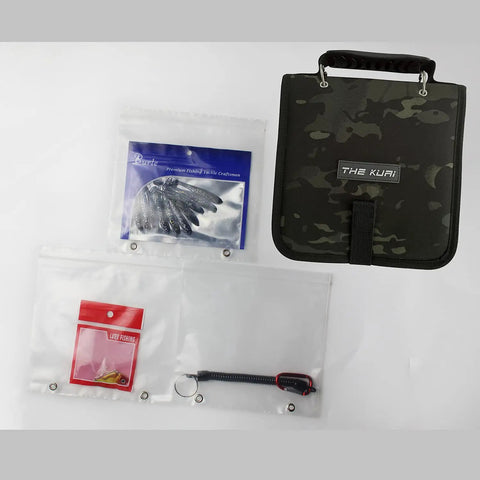 Fishing Tackle Binder Lure Storage Bag for Soft Baits Rigs and Jigs Easy Carry Lightweight 9.5 x 8.3 Inches Black Camouflage