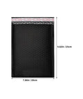 Black bubble mailer with measurements, part of 50 Pack Black PE Bubble Mailers With Self Seal Closure, Padded Shipping Envelopes For Ecommerce.