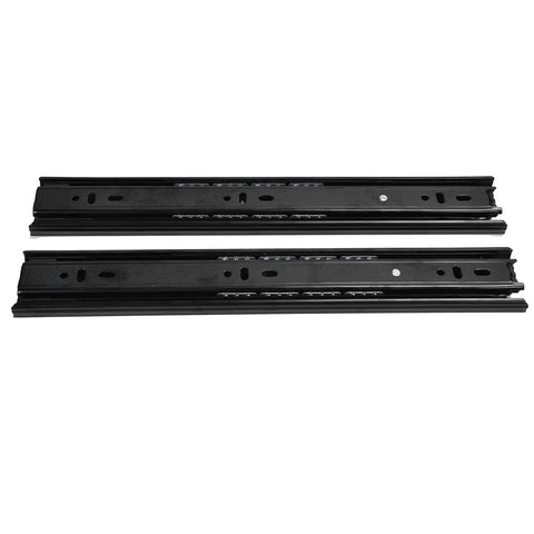 Heavy Duty Drawer Slide With 100 Pound Load Capacity And 45 Mm Width Featuring 12 Inch Length displaying black steel rails.