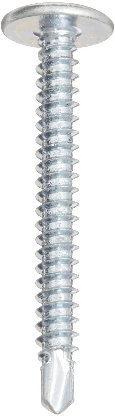 Top Shelf Heavy Duty Zinc Plated Steel Self Drilling Screw showing modified truss head, half inch length, ideal for home improvement.