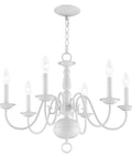 Williamsburgh 6 Light Chandelier in white traditional steel fixture for dining room, elegant pendant lighting with timeless detailing