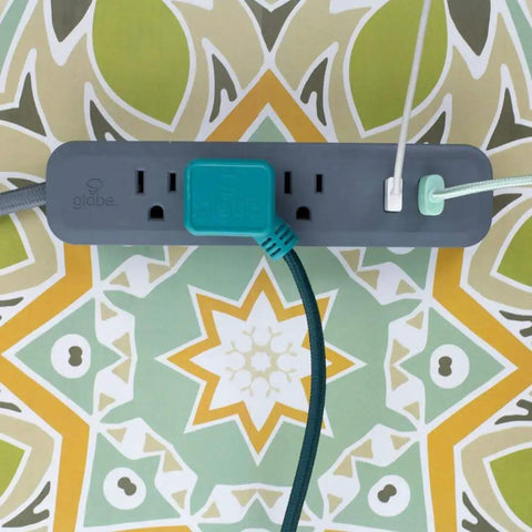 Dope Designer Series Rose Power Strip With 3 Outlets And Dual USB Ports For Quick Charging displayed against patterned background