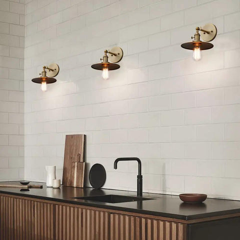 Kitchen with Industrial Vintage 1 Light Wall Sconce with 7.9 Inch Metal Shade Antique Vanity Light With On Off Switch E26 Bulb