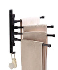 Oil Rubbed Bronze 4 Arm Swivel Towel Rack Wall Mount With Hooks For Bathroom Door And Kitchen, holding towels, rust resistant hardware