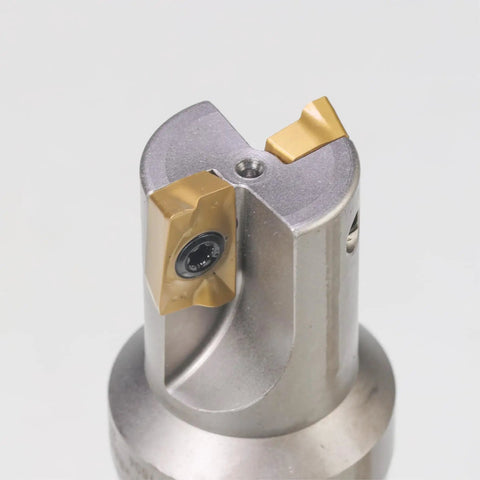Close-up of R8 Shank Indexable End Mill 1 Inch Diameter 90 Degree High Speed Milling Cutter With Replaceable Carbide Inserts