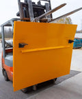 Heavy Duty Steel Dock Board Workhorse For Forklifts Bridges Truck To Warehouse Bay Rock Solid, yellow steel plate on forklift.