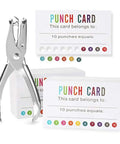 Punch Card Loyalty Pack Of 200 For Kids And Students Reward Cards with hole puncher for classroom behavior incentives.