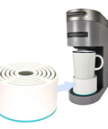 Anti Splash Cup Riser For Keurig And Cuisinart Single Serve Coffee Makers, showing white turquoise riser elevating a cup