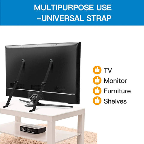 Heavy Duty Anti Tip Straps For TVs And Furniture Dual Safety Straps With Metal Plates secure TV on table