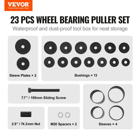 Front Wheel Drive Bearing Press Kit 23 Piece Bearing Puller Set With Sliding Screws Bushings Sleeves Plates And Storage Case
