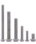 Hella Smooth M6 Button Head Socket Cap Screws 304 Stainless Steel 18 8 Allen Hex Drive Full Thread 10mm Length in varying sizes.