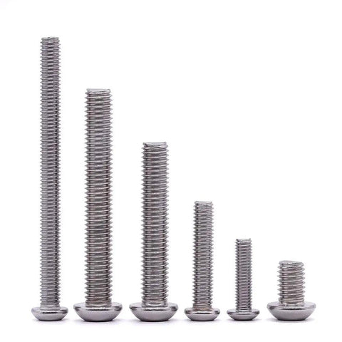 Hella Smooth M6 Button Head Socket Cap Screws 304 Stainless Steel 18 8 Allen Hex Drive Full Thread 10mm Length in varying sizes.