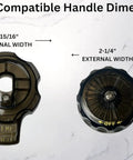 Faucet Handle Replacement Kit For MXT111 With Grey Smoked Acrylic Finish showing dimensions on white background