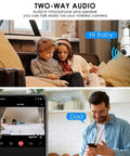 Two-way audio feature of Screw-In Wireless PTZ Security Camera 1080P HD With E27 Light Socket, showing communication.