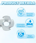 Close-up of Tough As Nails M12 T Nut highlighting features like corrosion protection and stability in woodwork.