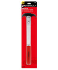 Powerbuilt seal puller front view with red handle and silver blade on red packaging