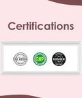 Image showing ISO 22000, GMP, and Kosher certifications on a framed white background, symbolizing quality and compliance.